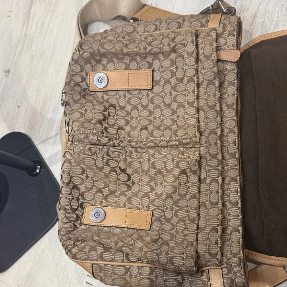 Coach Voyager Small C  Messenger/Crossbody Bag in Brown and Tan